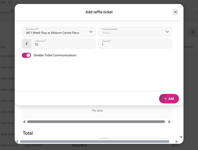 Adding a Raffle ticket 1