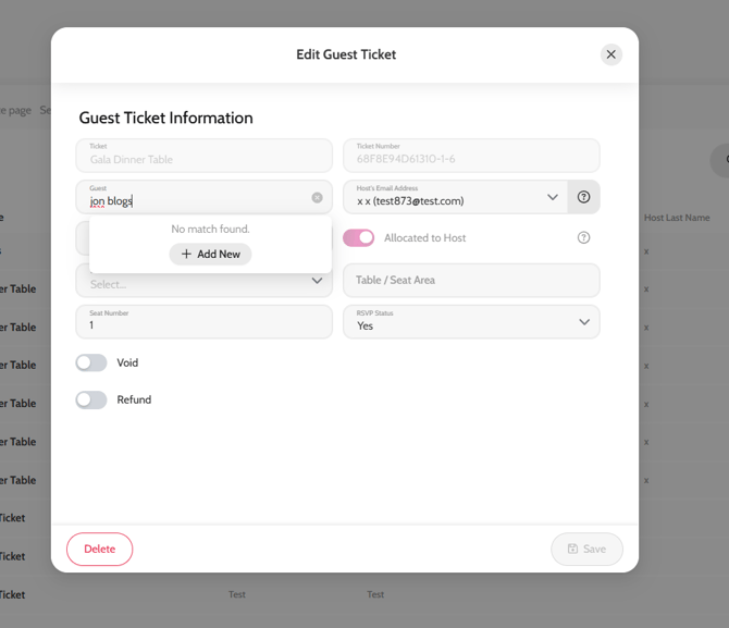 Assigning a guest to a host ticket 2