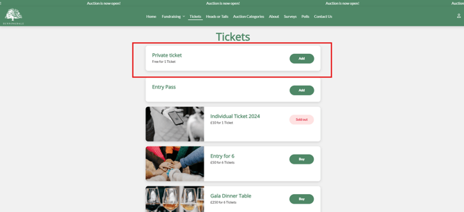 Creating a private ticket 3