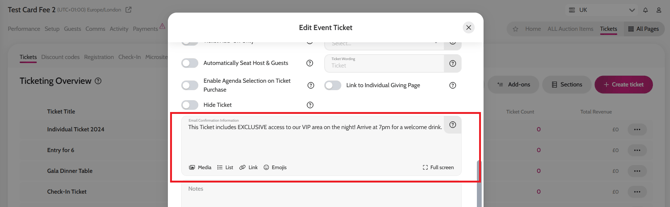 Customising Event Ticket Confirmation Comms 1