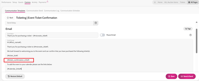 Customising Event Ticket Confirmation Comms 2