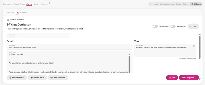 E-ticket communication template 1