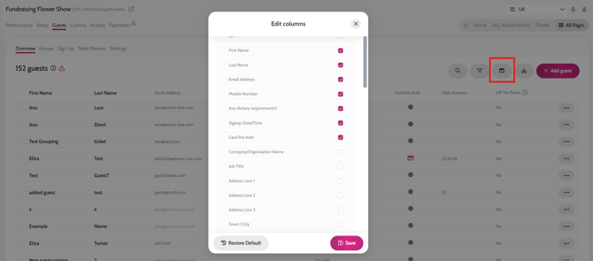 Editing columns on reporting table view