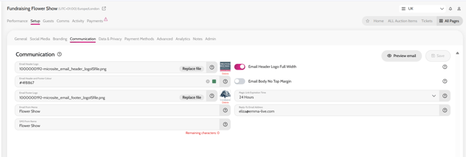 Editing email header and footer