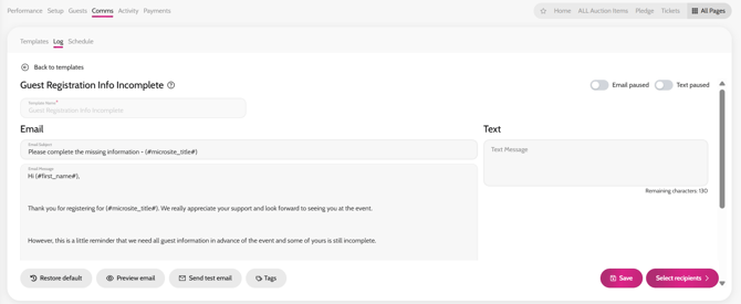 Sending registration 1