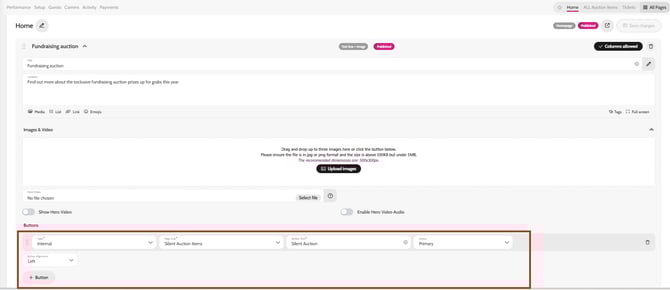 add buttons to your microsite pages