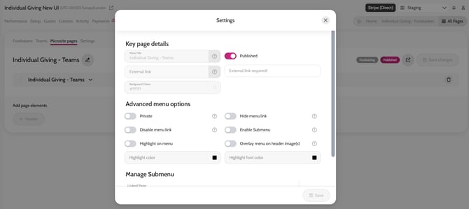 editing the IG menu title