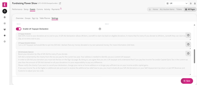 gift aid settings 1