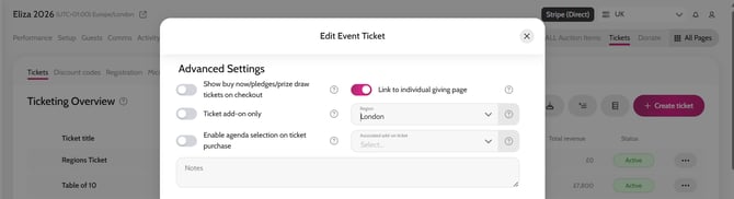 linking tickets to regions