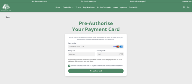 payment fee pre auth 2