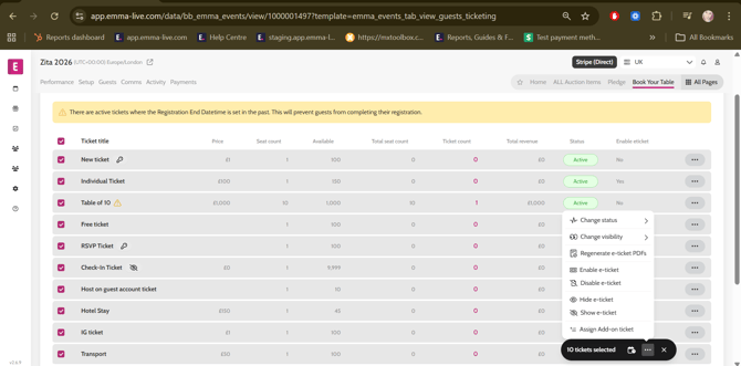 ticketing bulk actions